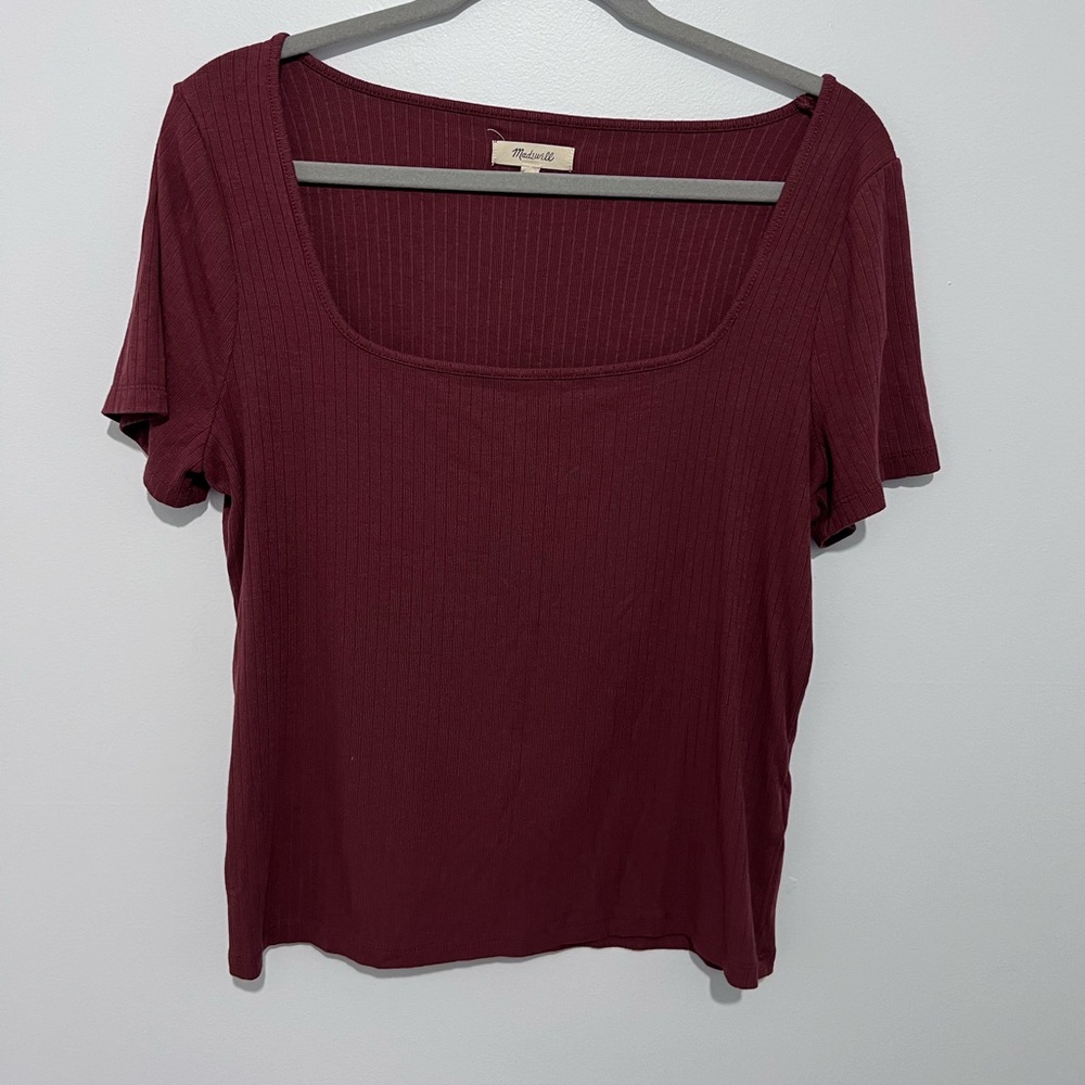 Madewell Burgundy Ribbed Top